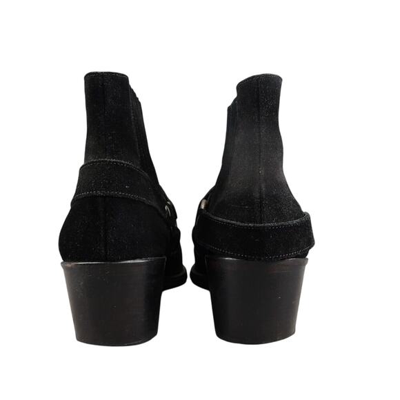 AllSaints Shoes Womens 40 Bootie Harness Leather Block Heel Fashion Slip On Boot - Picture 5 of 16